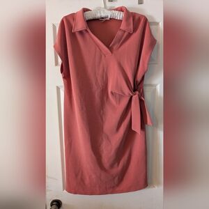 Cable & Gauge Sport Rose Pink Tie-Waist Polo Dress